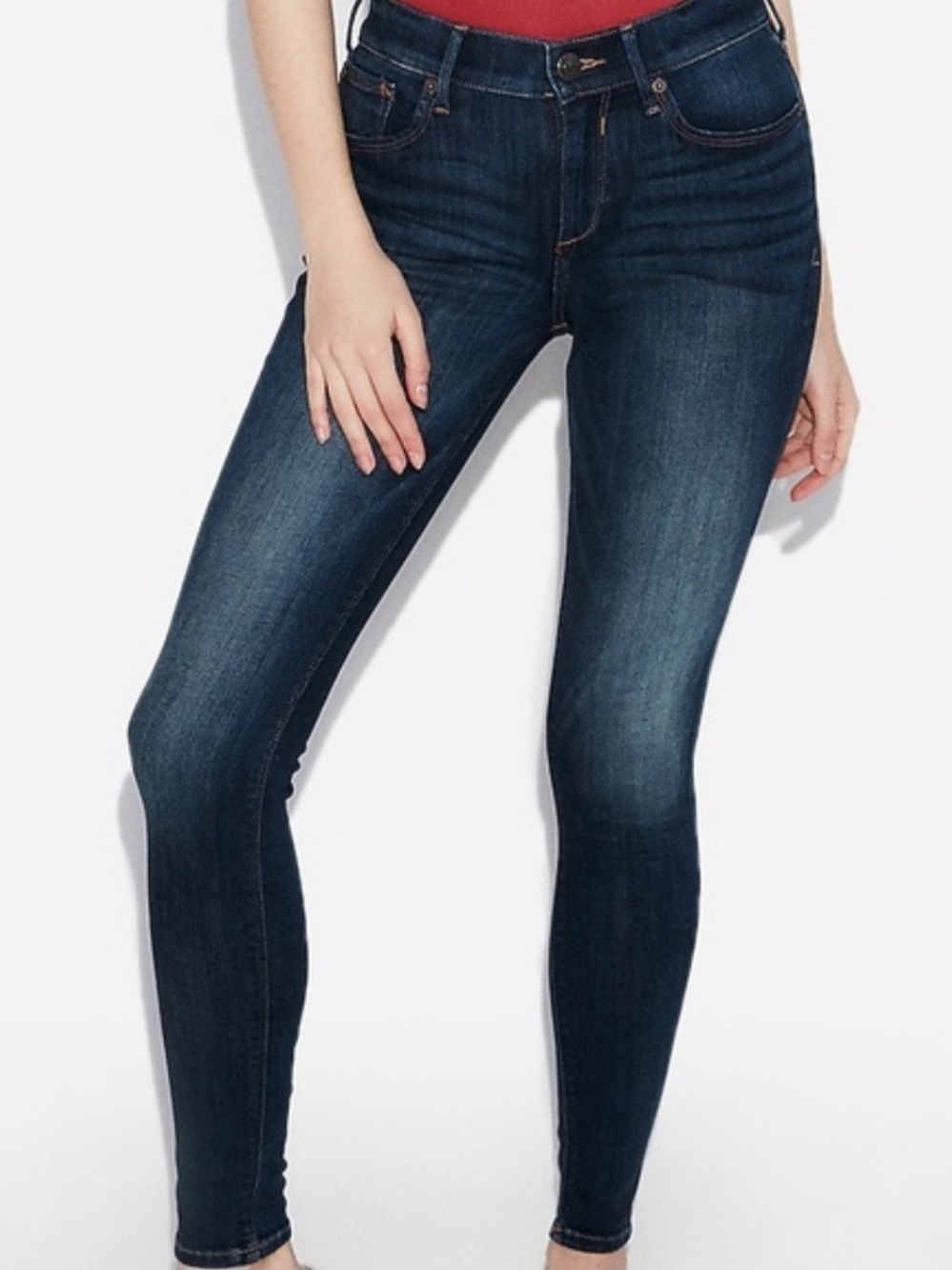 EXPRESS Mid-Rise Dark Blue Skinny Jeans For Women 10R